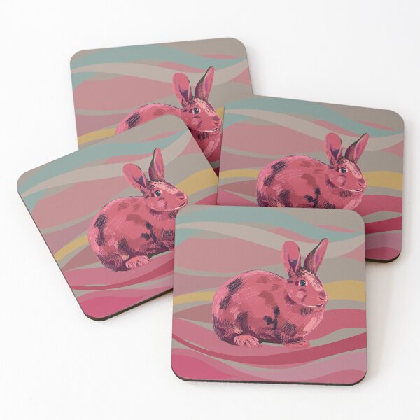 Item preview, Pink rabbit on the wavy decorative background designed and sold by korasi.