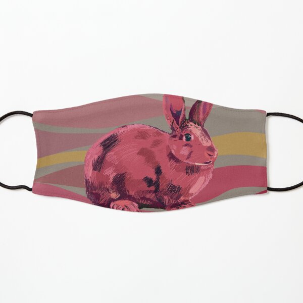 Pink rabbit on the wavy decorative background Kids Mask