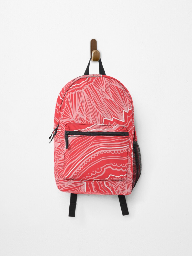 Thumbnail 1 of 3, Backpack, Tomato Red Geode Colors designed and sold by ColorObsession.