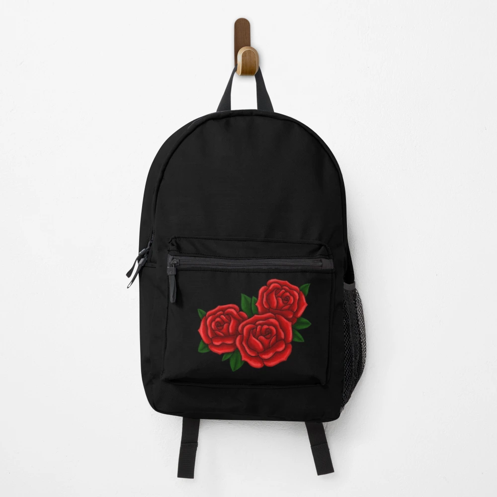 Black bookbag with roses best sale