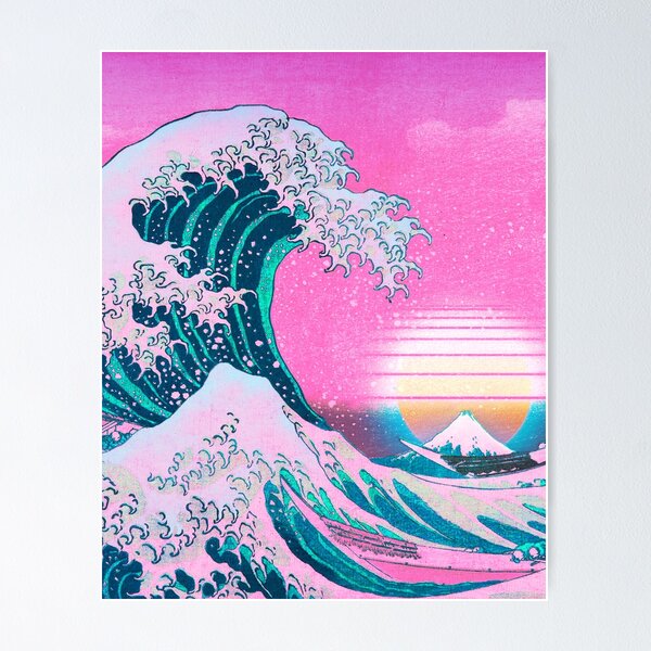 Item preview, Vaporwave Aesthetic Great Wave Off Kanagawa Vertical designed and sold by CoitoCG.