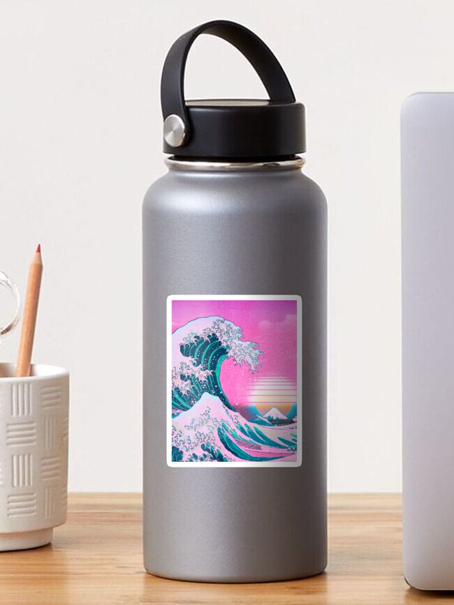 Vaporwave Aesthetic Great Wave Off Kanagawa' Water Bottle