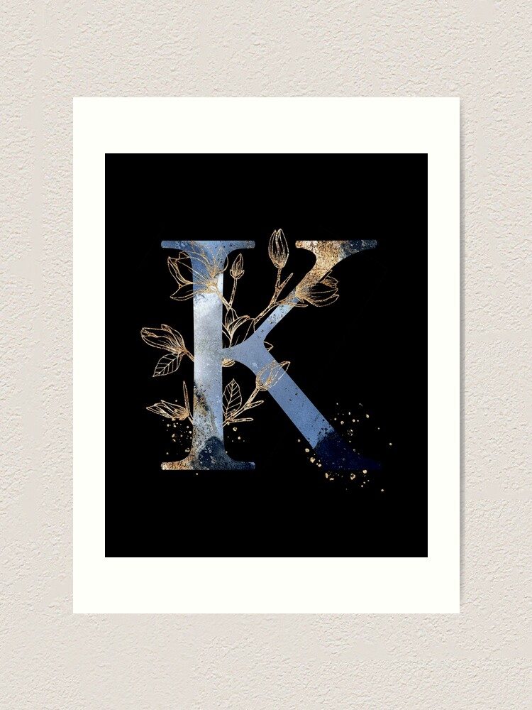 Floral Initial Letter K, Monogrammed | Art Print