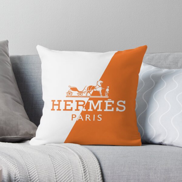 orange,white,hermes,exelent Throw Pillow