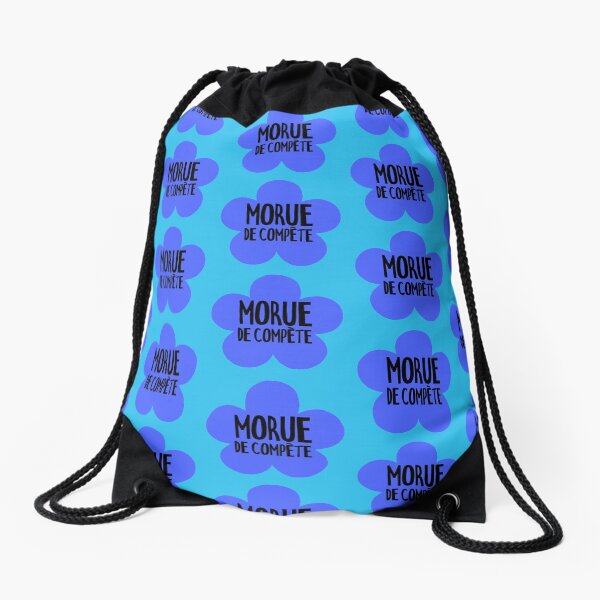 Morue de compète, bleu flower version Drawstring Bag