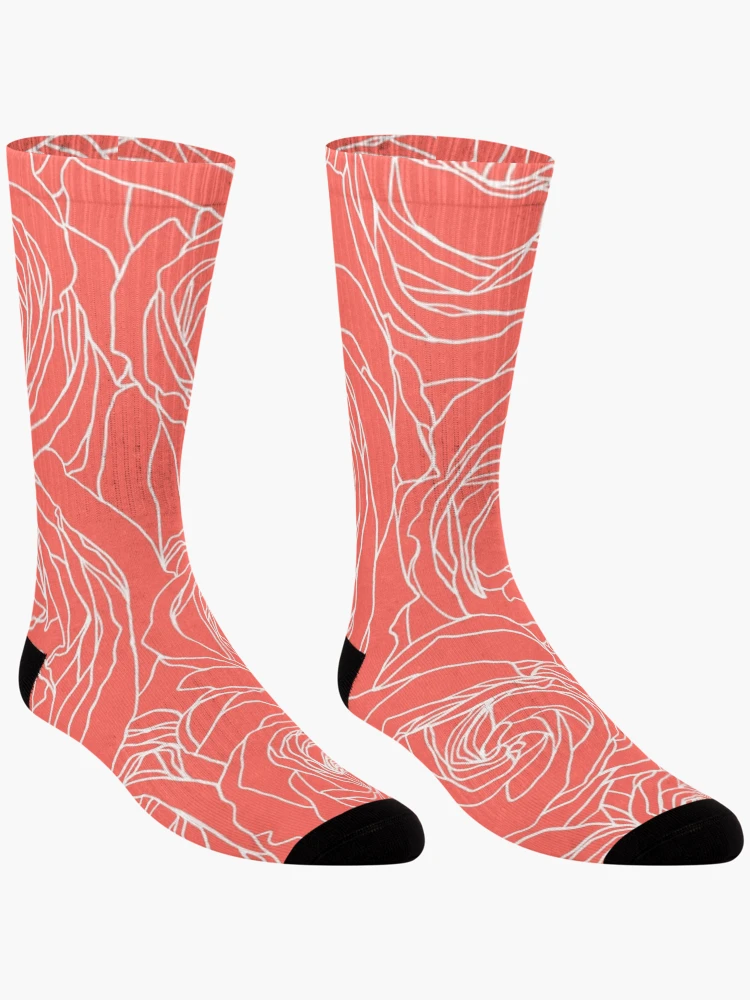 Thumbnail 3 of 5, Socks, Coral Roses designed and sold by ColorObsession.