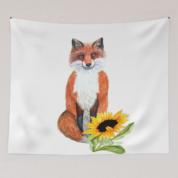 Item preview, Fox cub with sunflower  designed and sold by MagentaRose.