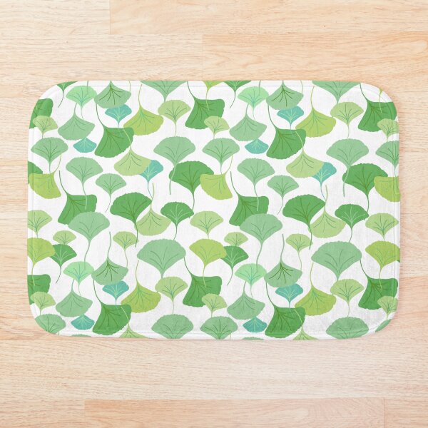 Green ginkgo biloba leaf print Bath Mat