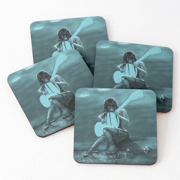 Item preview, Rain Melodies - Girl playing guitar under the rain art designed and sold by ALA SAWAN.