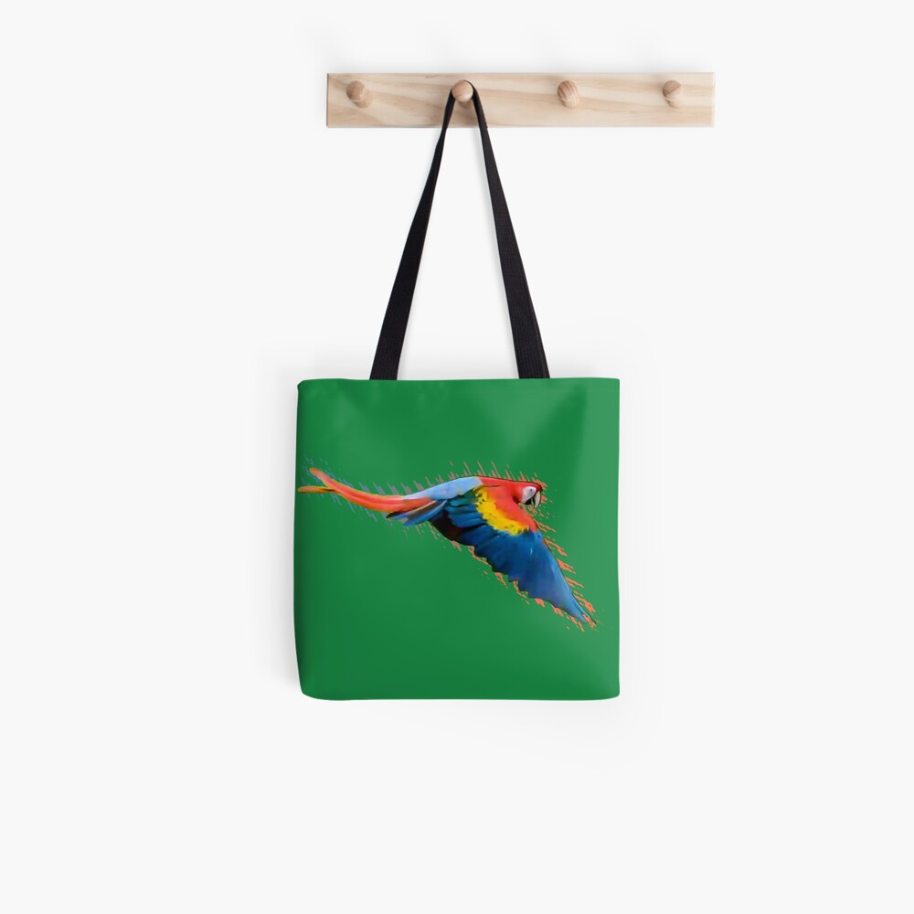 Scarlet macaw downwards wings Tote Bag