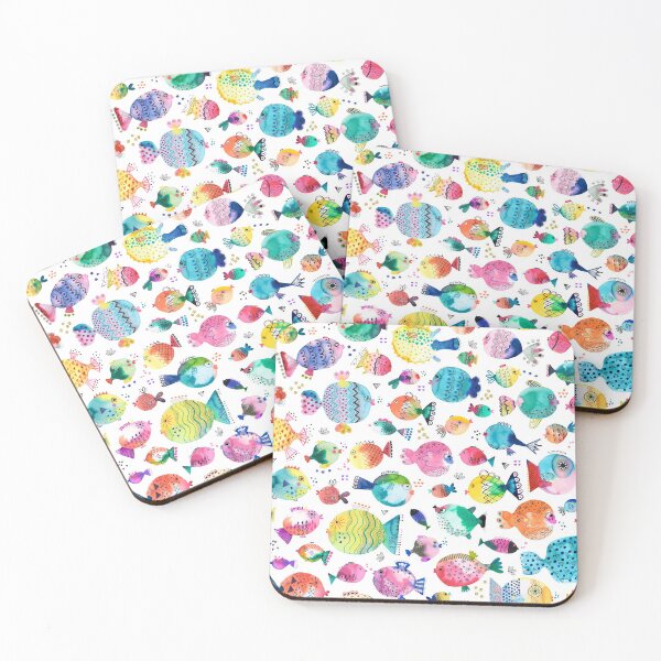 Item preview, Pufferfishes with decorative textures - Multicolor summer and marine pattern designed and sold by ninoladesign.