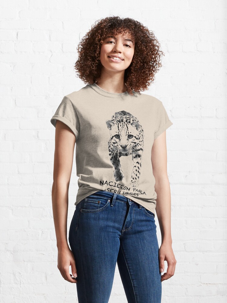 Thumbnail 4 of 7, Classic T-Shirt, Ocelot: Born to be Free designed and sold by ARCASrescate.