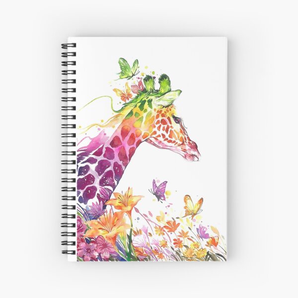 Colorful cheerful giraffe - watercolor Spiral Notebook