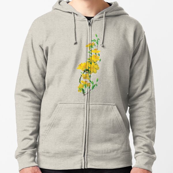 Beautiful Yellow Clematis Flower Zipped Hoodie