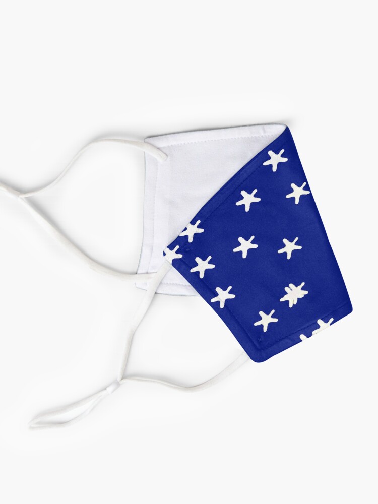 Alternate view of White stars pattern on navy blue Mask