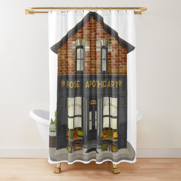 Rose Apothecary Illustration Shower Curtain