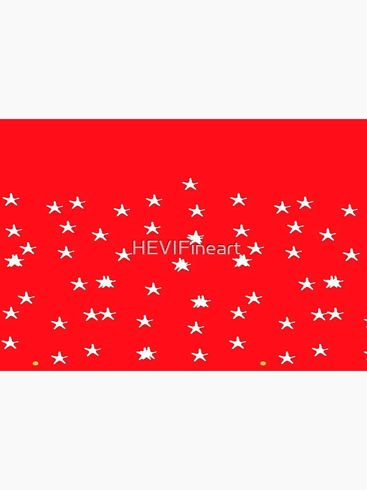 White stars pattern on tomato crimson red by HEVIFineart