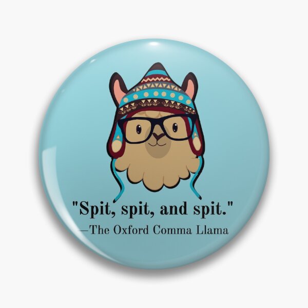 Item preview, Oxford Comma Llama black text spit light blue designed and sold by GrammarDance.
