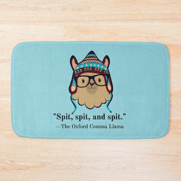 Item preview, Oxford Comma Llama black text spit light blue designed and sold by GrammarDance.