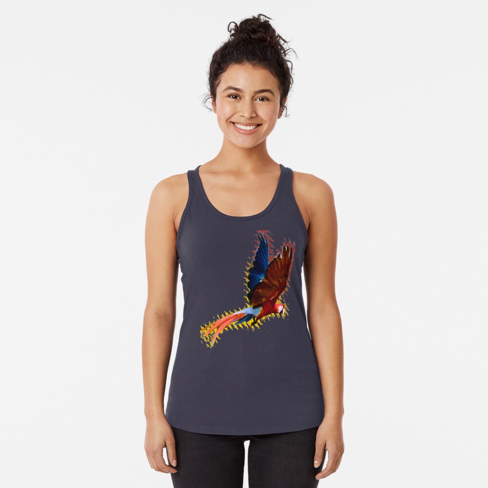Scarlet macaw upwards wings Racerback Tank Top