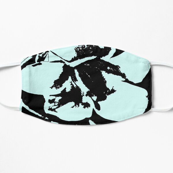 Vintage retro tropical floral turquoise blues pattern Flat Mask