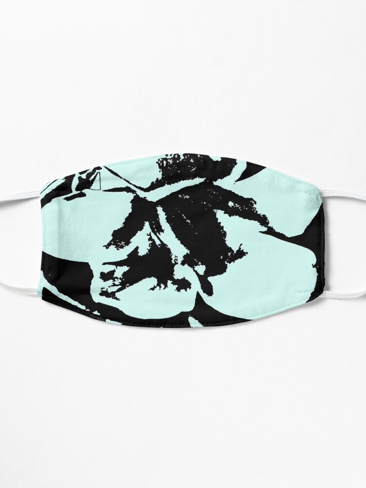 Alternate view of Vintage retro tropical floral turquoise blues pattern     Mask