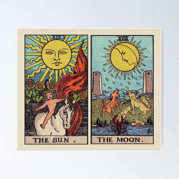 Vista previa del artículo con la obra «Tarot Luna y Sol | Color», diseñado y vendido por wildtribe.