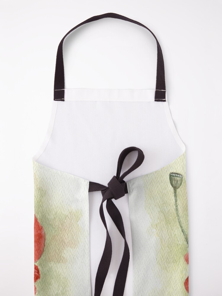 Thumbnail 5 of 6, Apron, Poppy Watercolour Painting designed and sold by Koiartsandus.