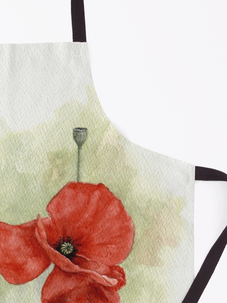 Apron, Poppy Watercolour Painting designed and sold by Koiartsandus