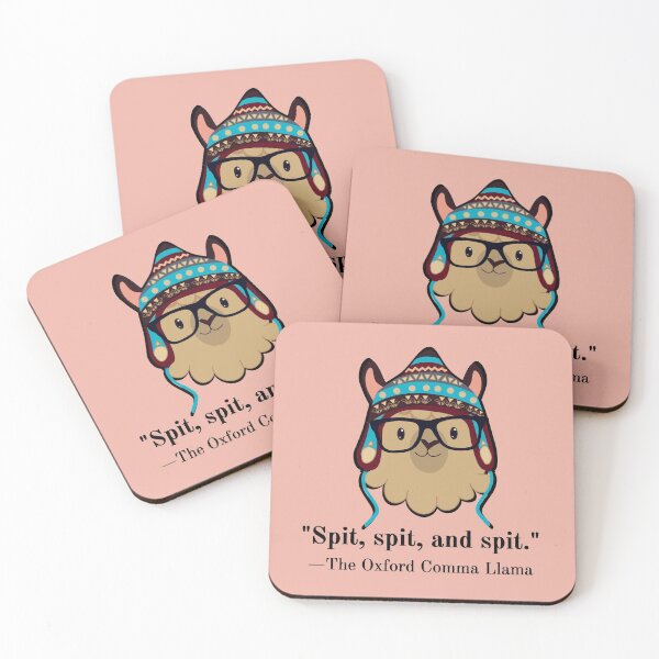 Item preview, Oxford Comma Llama black text spit dusty pink designed and sold by GrammarDance.