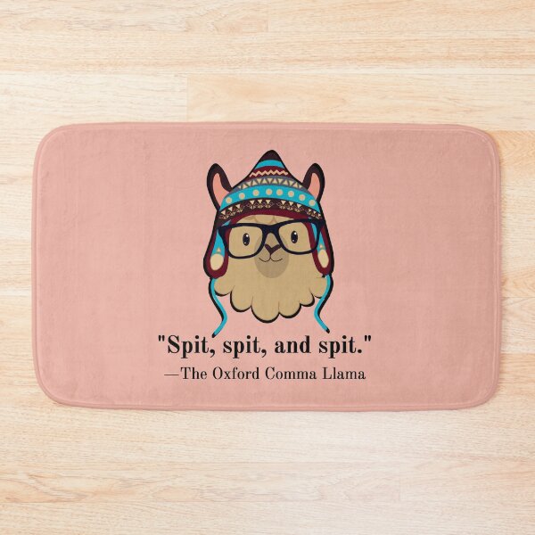 Item preview, Oxford Comma Llama black text spit dusty pink designed and sold by GrammarDance.