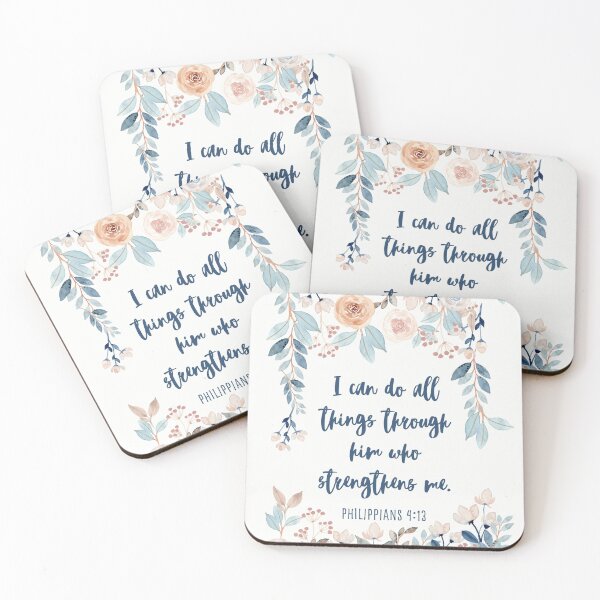 Item preview, Philippians 4:13 Watercolor Flower | Bible Verse Design | Christian Gift | Bible Verse designed and sold by Si Li.