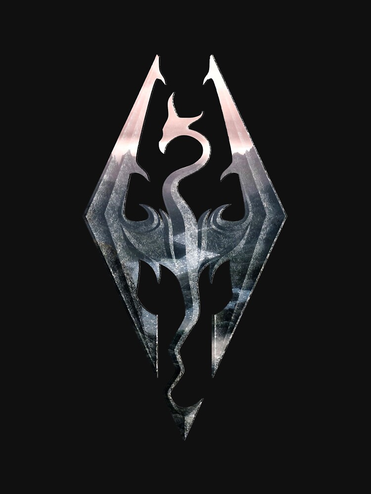 Skyrim Logo mit Gebirgshintergrund von SamiSchroeder