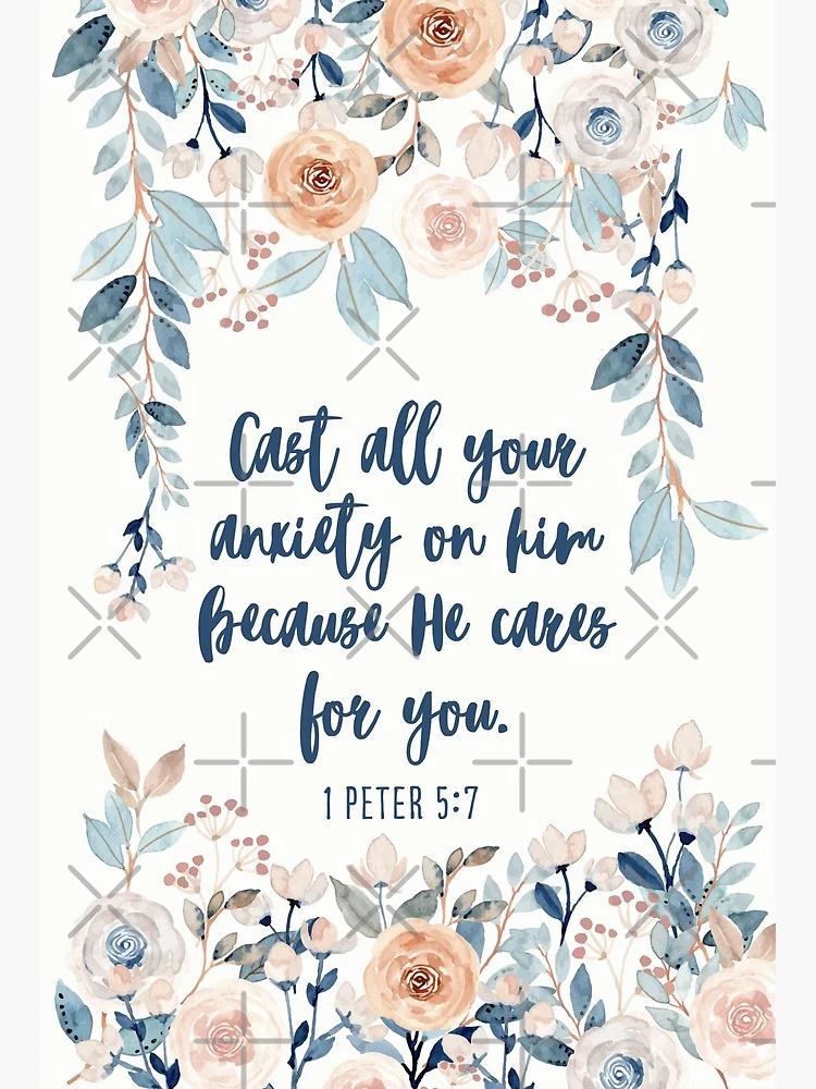 1 Peter 5:7 Watercolor Flower | Bible Verse Design | Christian Gift | Bible  Verse | Art Board Print