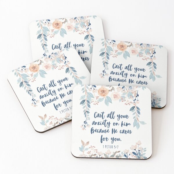 Item preview, 1 Peter 5:7 Watercolor Flower | Bible Verse Design | Christian Gift | Bible Verse designed and sold by Si Li.