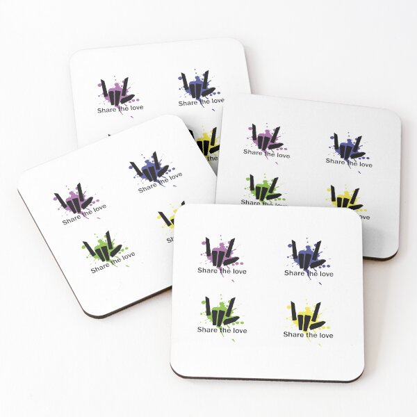 Item preview, Share the Love Yellow, Green, Blue and Purple Pack Stikcer Style designed and sold by tinypurpleland.