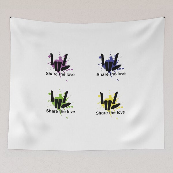 Item preview, Share the Love Yellow, Green, Blue and Purple Pack Stikcer Style designed and sold by tinypurpleland.