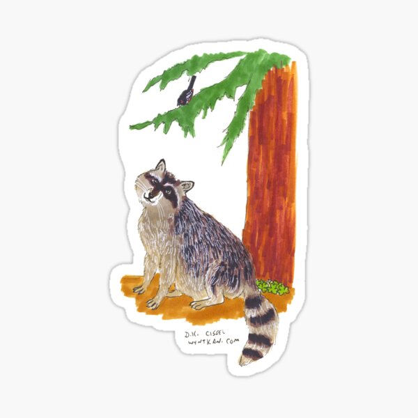 Raccoon, Cedar, Sorrel and Towhee Sticker