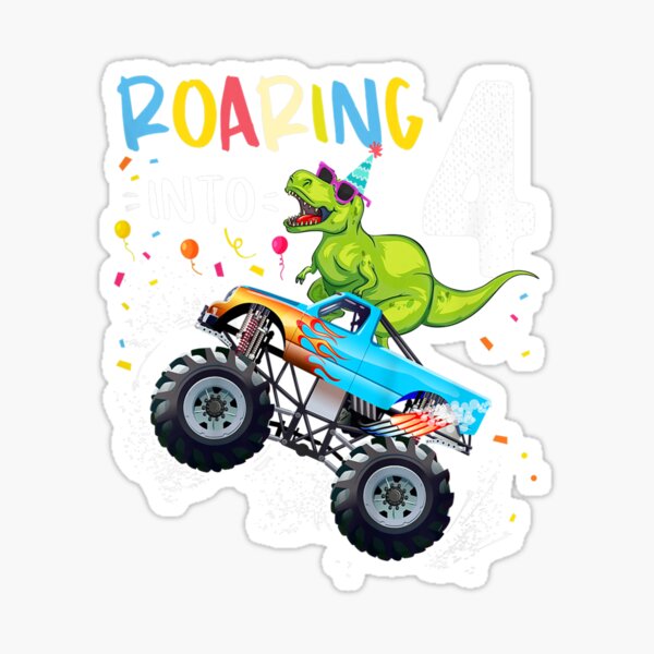 Kids 4th Birthday T Rex Dinosaur Monster Truck
