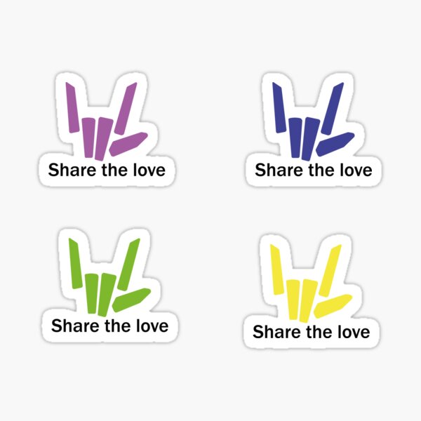 Share the Love Yellow, Green, Blue and Purple Pack Sticker Style Sticker
