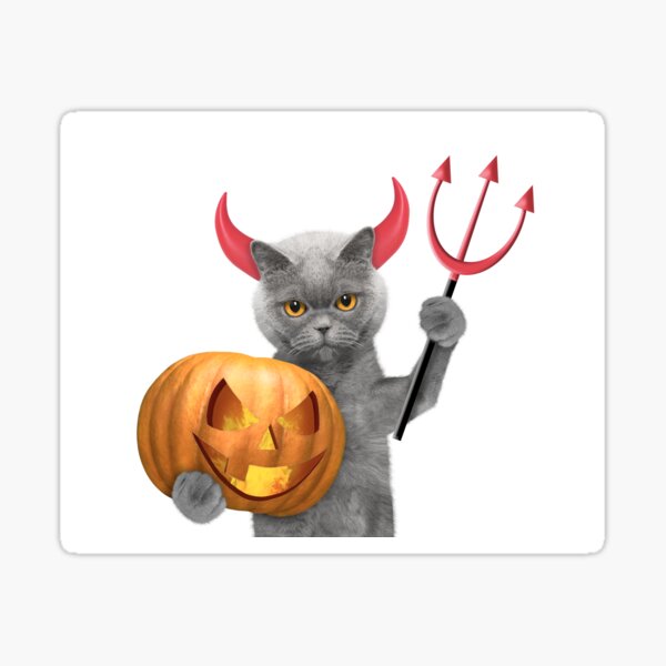 Halloween Devil Cat Sticker