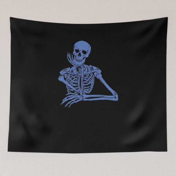 Item preview, Blue Skeleton Holding Chin designed and sold by blacksnowcomics.