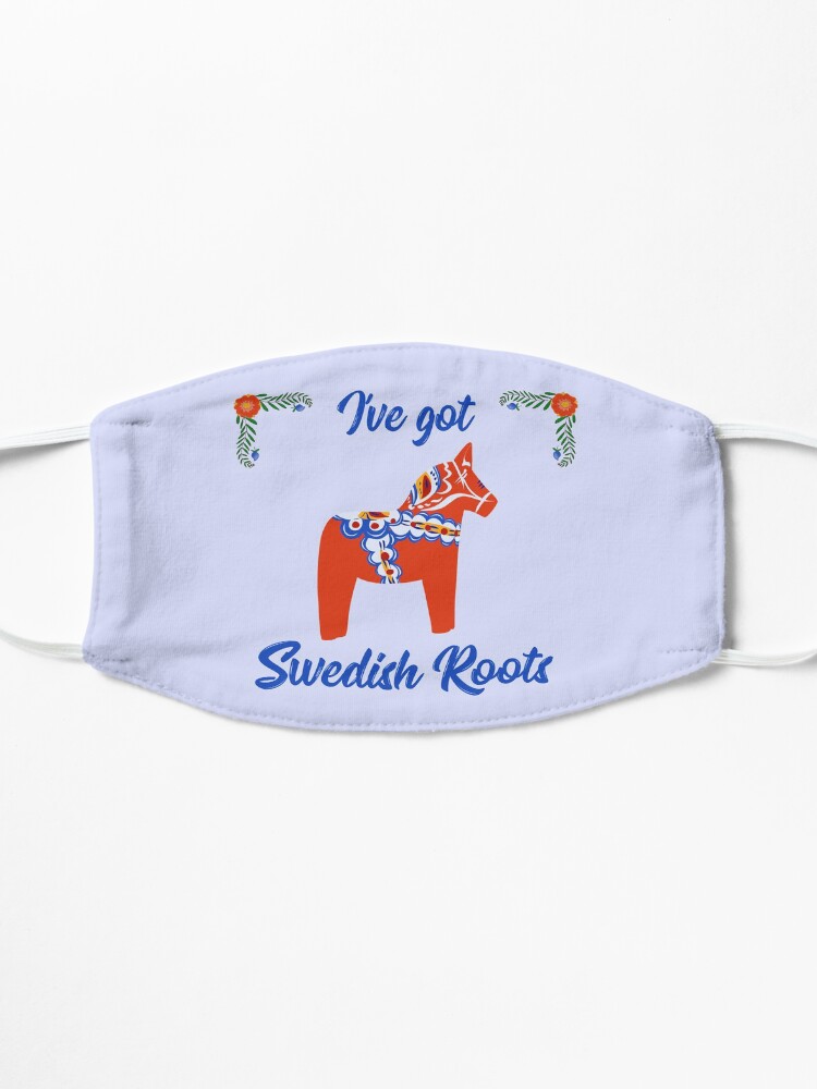 Alternate view of I ve got Swedish roots Red Swedish dala horse Mask