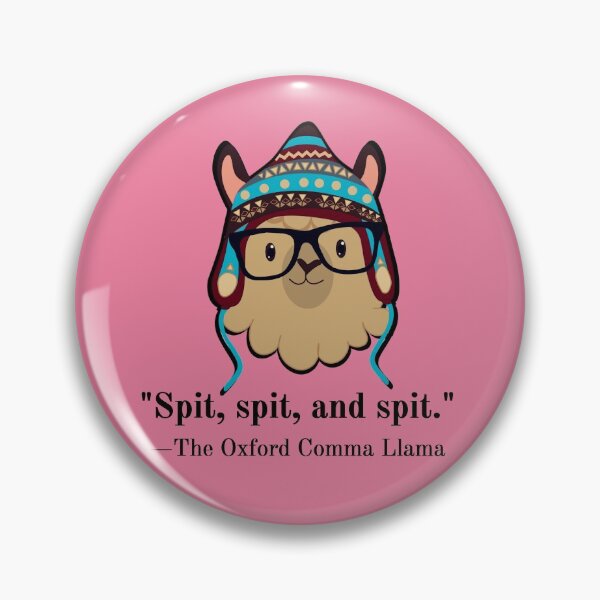 Item preview, Oxford Comma Llama black text spit pink magenta designed and sold by GrammarDance.