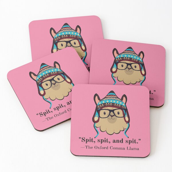 Item preview, Oxford Comma Llama black text spit pink magenta designed and sold by GrammarDance.