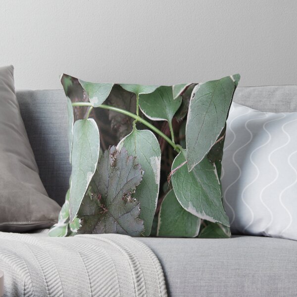 Green vinca view Throw Pillow