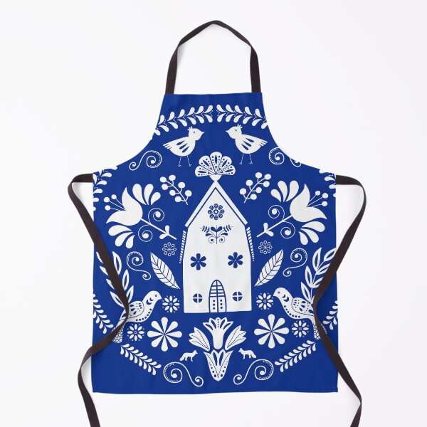 Item preview, Folk Art House Illustration-Blue designed and sold by ElaineWeiDesign.