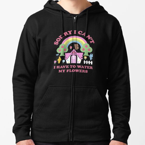 Animal Crossing Lo siento, no puedo, tengo que regar mis flores Sudadera con capucha y cremallera