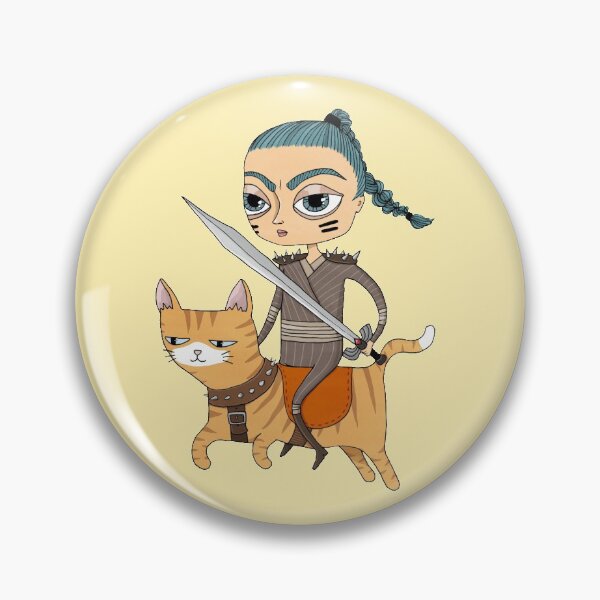 Item preview, Fantasy warrior girl riding orange cat designed and sold by agrapedesign.