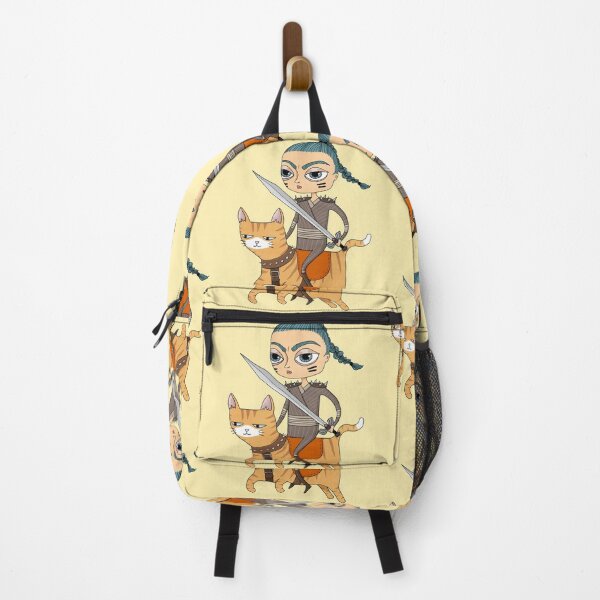 Item preview, Fantasy warrior girl riding orange cat designed and sold by agrapedesign.